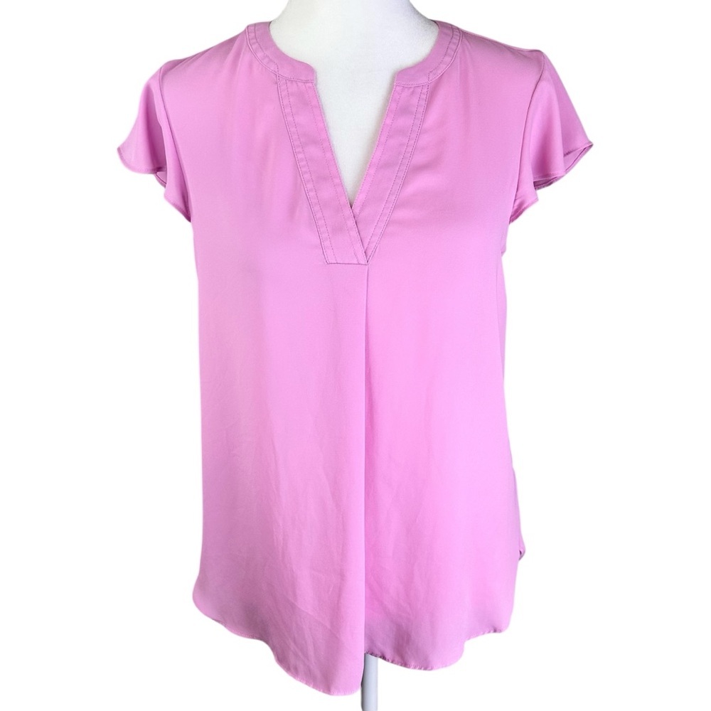 J. Crew Flutter Sleeve Light Pink V-Neck Blouse Size 2
